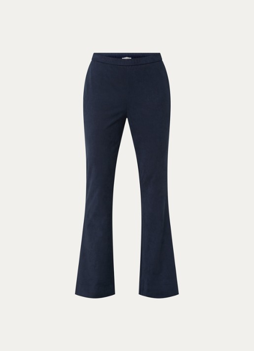 Claudia Sträter High waist bootcut fit broek van imitatiesuède - voorkant 3 donkerblauw