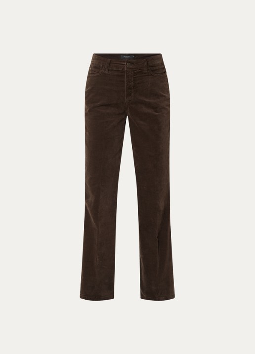 Claudia Sträter High waist flared fit broek van fluweel met steekzakken - voorkant 4 donkerbruin