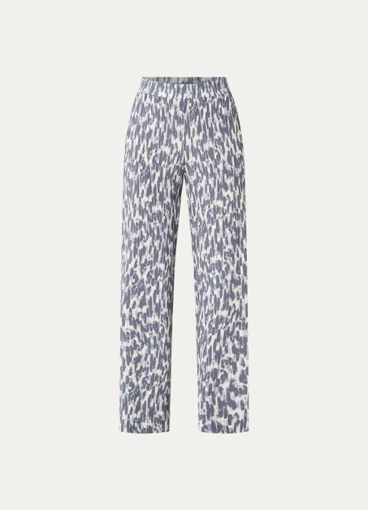 Claudia Sträter High waist straight fit broek met print - voorkant staalblauw