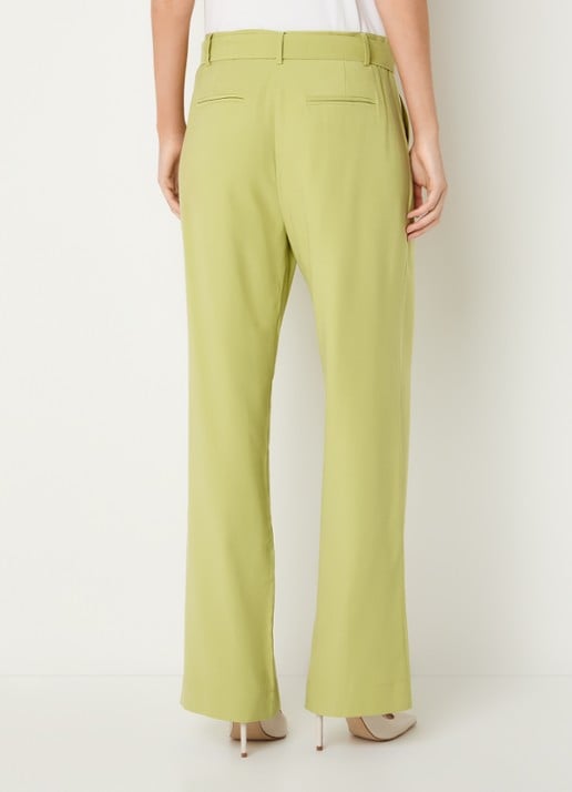 Claudia Sträter High waist straight fit pantalon met steekzakken - achterkant 3 lichtgroen