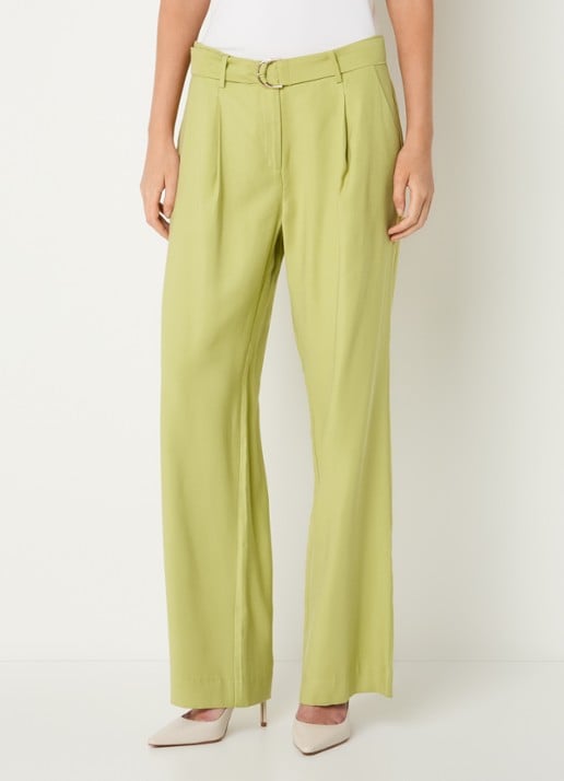 Claudia Sträter High waist straight fit pantalon met steekzakken