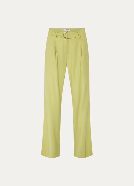 Claudia Sträter High waist straight fit pantalon met steekzakken - voorkant lichtgroen