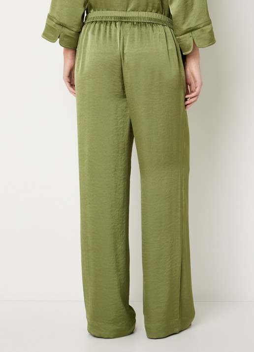 Claudia Sträter High waist straight fit pantalon van satijn met steekzakken - achterkant 4 groen
