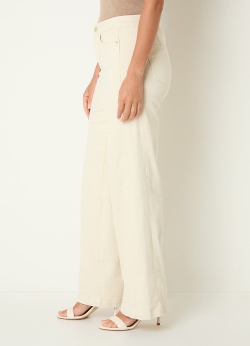 Claudia Sträter High waist straight leg jeans met gekleurde wassing - detail 5 creme
