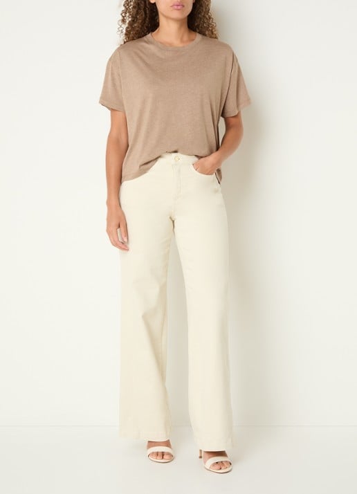 Claudia Sträter High waist straight leg jeans met gekleurde wassing - voorkant 3 creme
