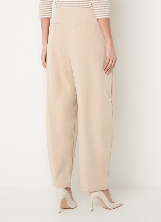 Claudia Sträter High waist tapered fit pantalon met steekzakken - achterkant 2 creme