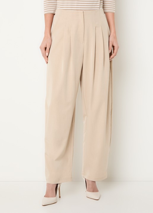 Claudia Sträter High waist tapered fit pantalon met steekzakken