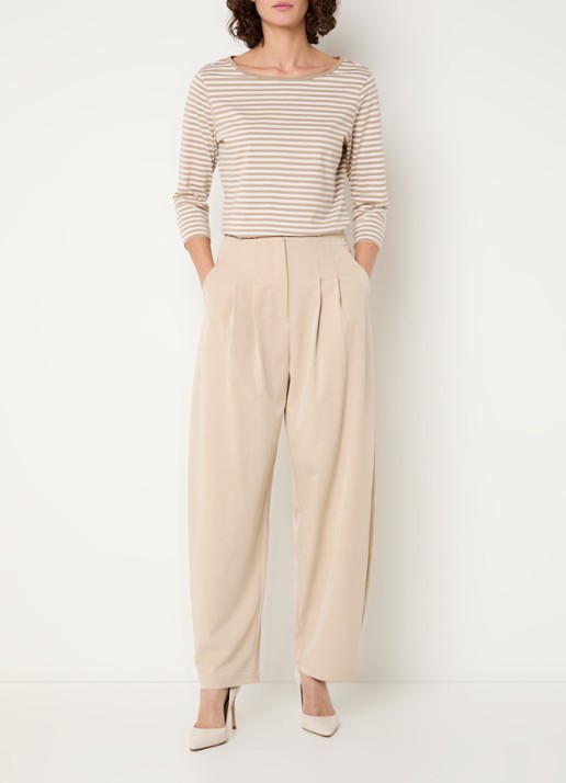 Claudia Sträter High waist tapered fit pantalon met steekzakken - voorkant 4 creme