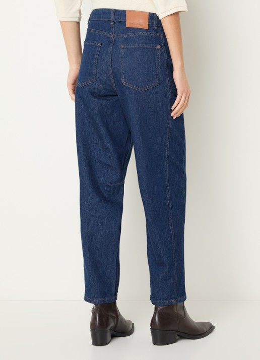Claudia Sträter High waist tapered jeans met donkere wassing - achterkant indigo