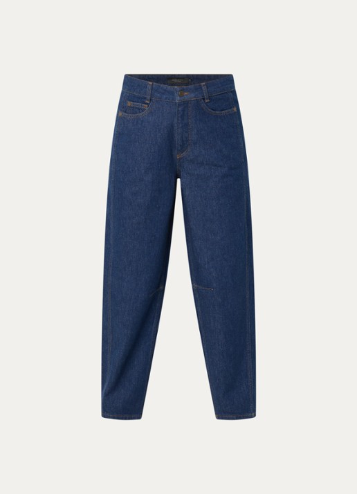 Claudia Sträter High waist tapered jeans met donkere wassing - voorkant 2 indigo