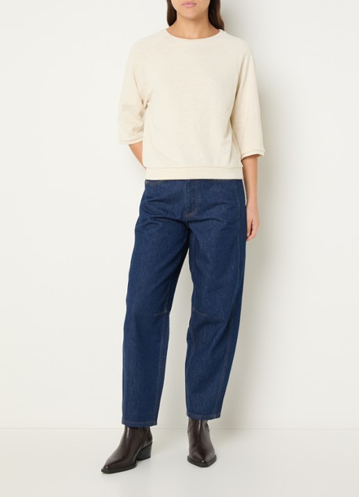 Claudia Sträter High waist tapered jeans met donkere wassing - voorkant 3 indigo