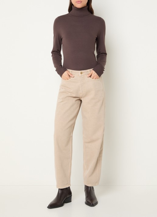 Claudia Sträter High waist tapered jeans met gekleurde wassing - voorkant 2 zand