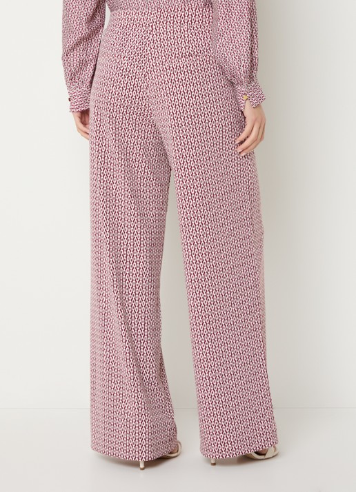 Claudia Sträter High waist wide fit broek met print - achterkant 2 donkerrood