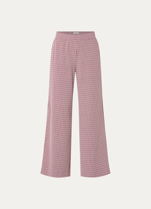 Claudia Sträter High waist wide fit broek met print - voorkant 3 donkerrood