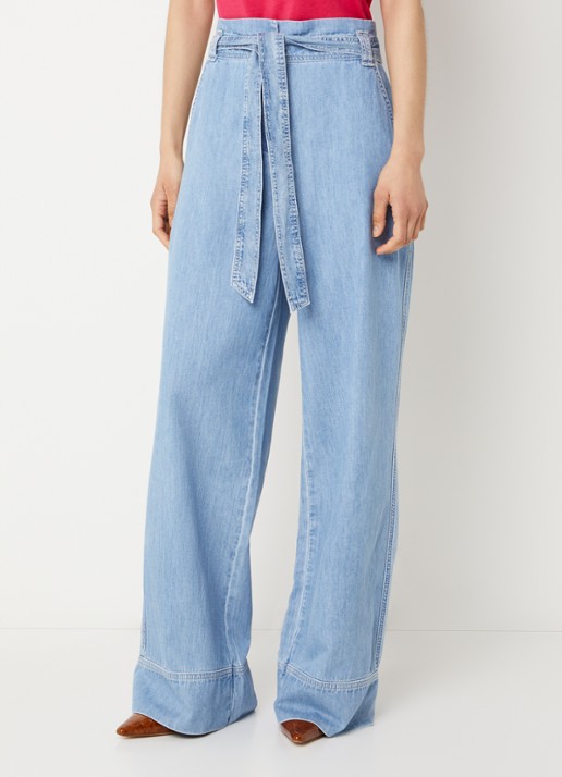 Claudia Sträter High waist wide fit jeans met lichte wassing