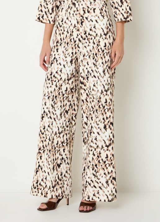 Claudia Sträter High waist wide fit pantalon met print - detail 3 beige