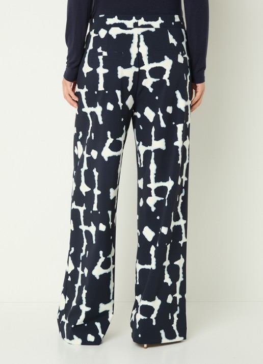 Claudia Sträter High waist wide fit pantalon met print - achterkant 2 donkerblauw