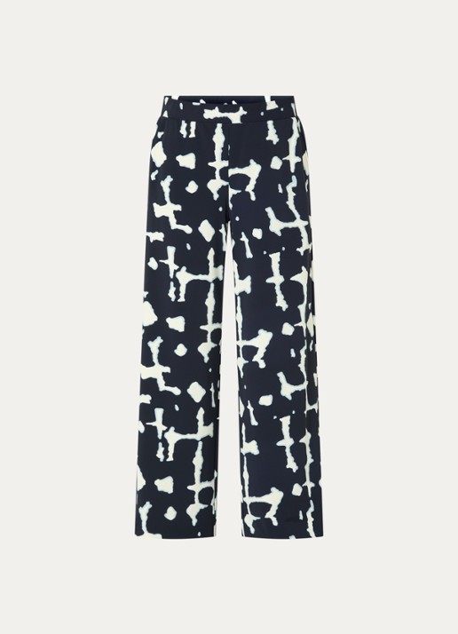 Claudia Sträter High waist wide fit pantalon met print - voorkant 3 donkerblauw