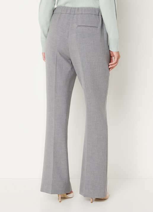 Claudia Sträter High waist wide fit pantalon met ritszakken en persplooi - achterkant 3 grijs