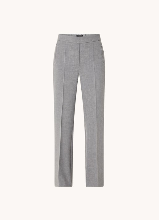 Claudia Sträter High waist wide fit pantalon met ritszakken en persplooi - voorkant grijs