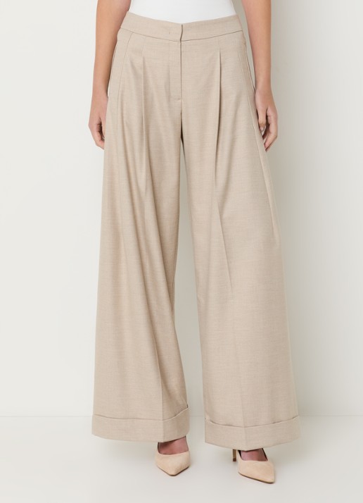 Claudia Sträter High waist wide fit pantalon met steekzakken