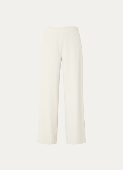 Claudia Sträter High waist wide leg broek van jersey met steekzakken - voorkant gebroken wit