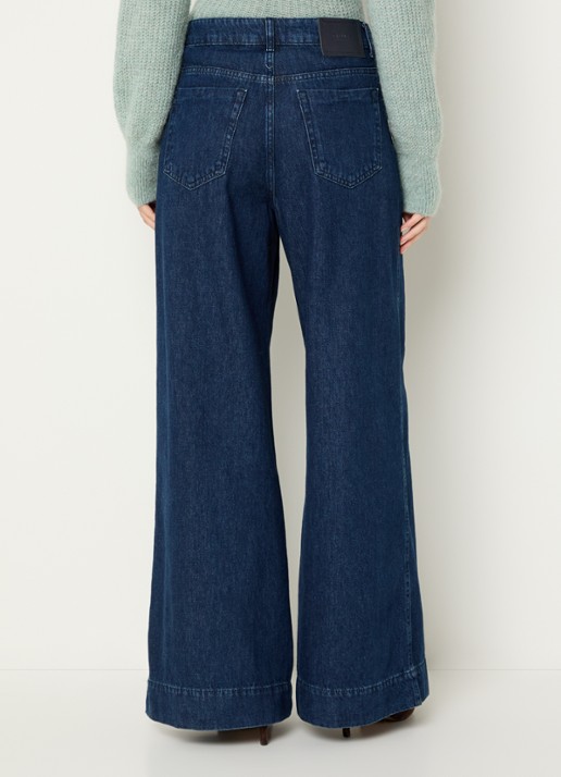 Claudia Sträter High waist wide leg jeans met donkere wassing - achterkant 3 donkerblauw