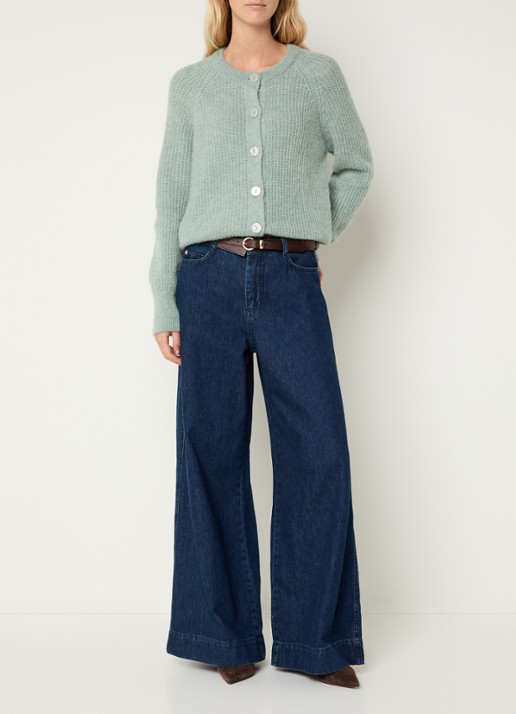 Claudia Sträter High waist wide leg jeans met donkere wassing - voorkant 5 donkerblauw