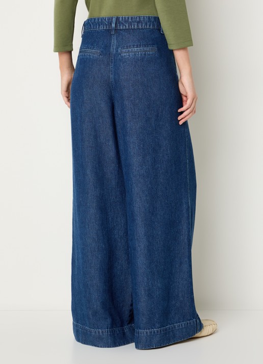 Claudia Sträter High waist wide leg jeans met medium wassing - achterkant indigo