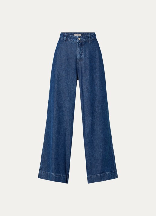 Claudia Sträter High waist wide leg jeans met medium wassing - voorkant 3 indigo
