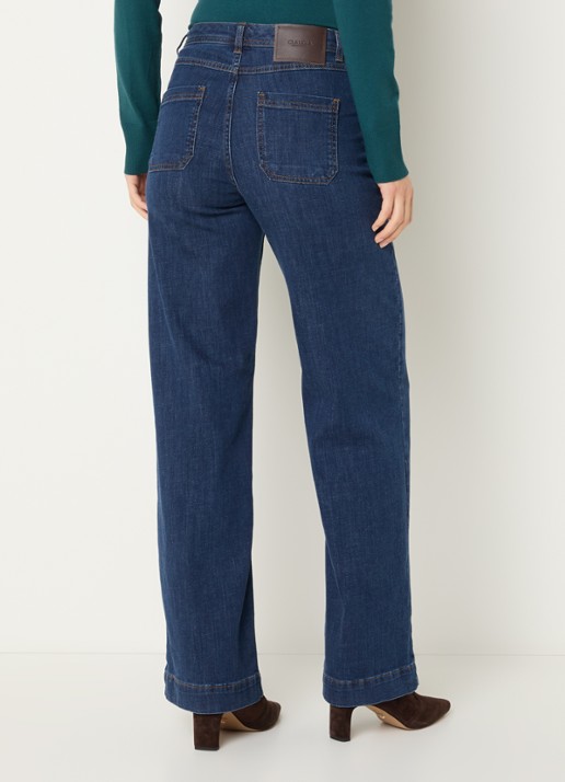 Claudia Sträter High waist wide leg jeans met opgestikte zakken - achterkant 3 indigo