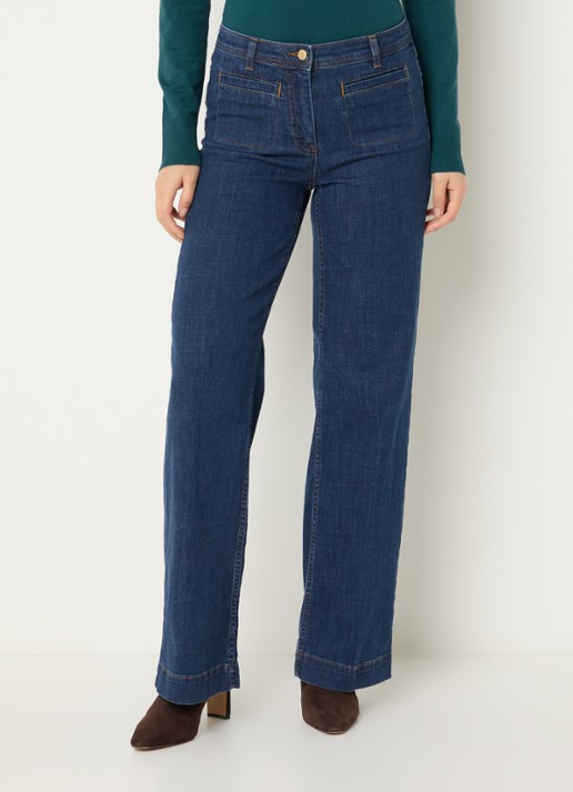 Claudia Sträter High waist wide leg jeans met opgestikte zakken - detail 4 indigo