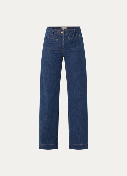 Claudia Sträter High waist wide leg jeans met opgestikte zakken - voorkant indigo
