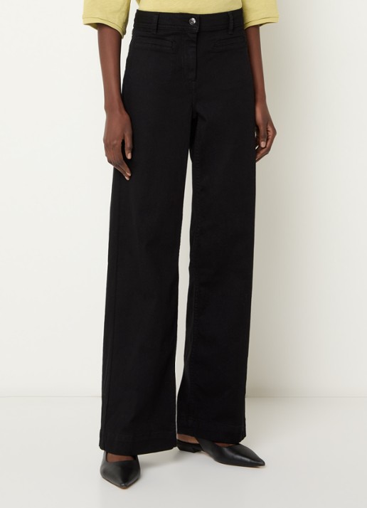 Claudia Sträter High waist wide leg jeans met opgestikte zakken - detail zwart