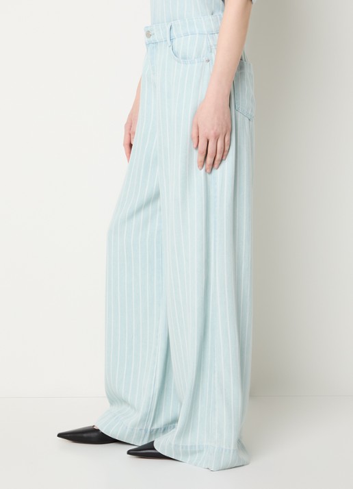 Claudia Sträter High waist wide leg jeans met streepprint - detail 4 indigo