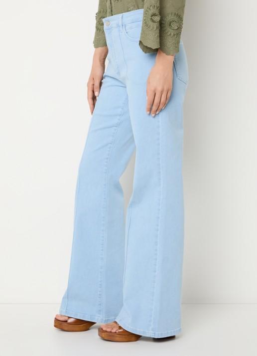 Claudia Sträter High waisted flared jeans met lichte wassing - detail 5 indigo