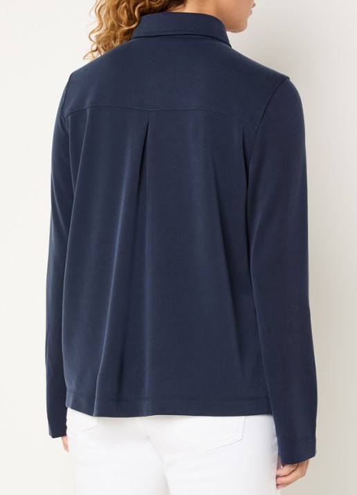 Claudia Sträter Jers blouse met borstzakken - achterkant donkerblauw