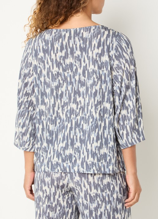 Claudia Sträter Long sleeve met print - achterkant staalblauw