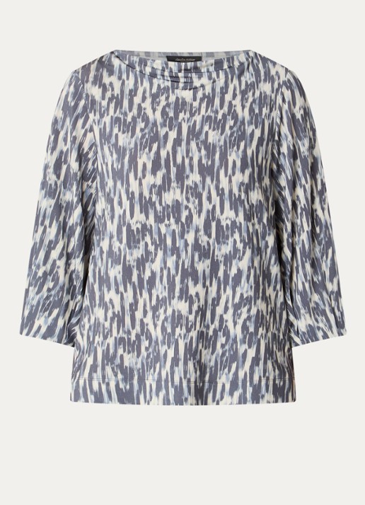 Claudia Sträter Long sleeve met print - voorkant 3 staalblauw