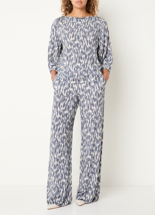 Claudia Sträter Long sleeve met print - voorkant 4 staalblauw