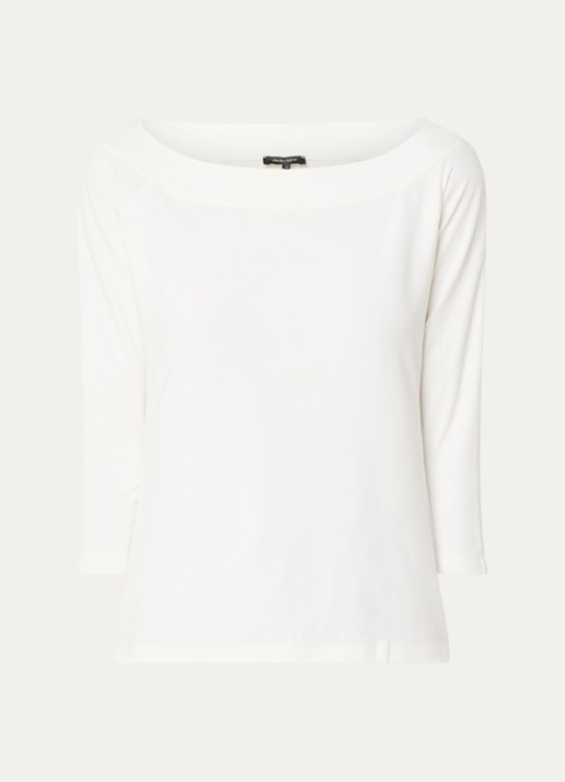 Claudia Sträter Longsleeve met boothals en driekwart mouw - voorkant gebroken wit