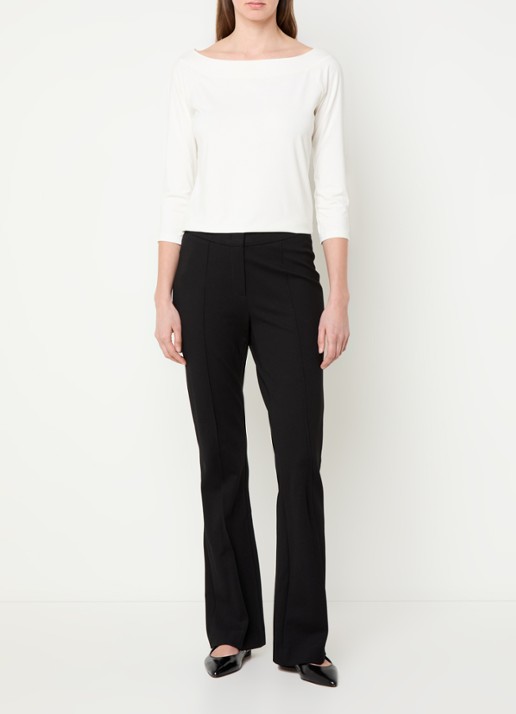 Claudia Sträter Longsleeve met boothals en driekwart mouw - voorkant 2 gebroken wit