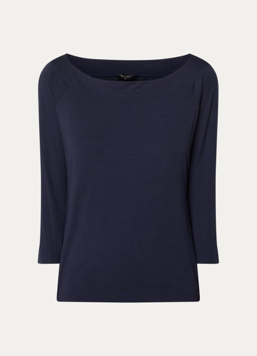 Claudia Sträter Longsleeve met boothals en driekwart mouw - voorkant donkerblauw