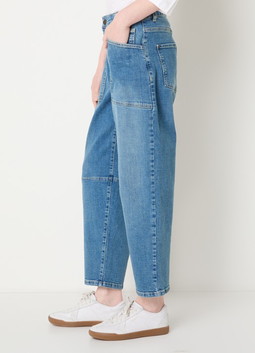 Claudia Sträter Mid waist balloon fit jeans met opgestikte zakken - detail 4 indigo