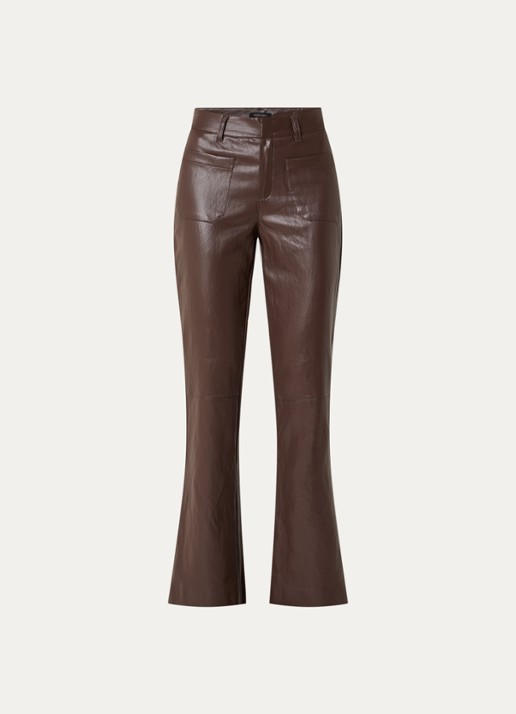 Claudia Sträter Mid waist flared fit broek van imitatieleer met opgestikte zakken