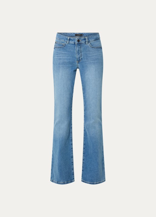 Claudia Sträter Mid waist flared jeans met lichte wassing - voorkant 2 indigo