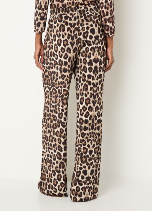 Claudia Sträter Mid waist loose fit broek met steekzakken en panterprint - achterkant 2 camel