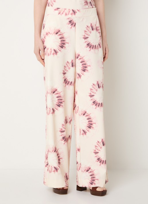 Claudia Sträter Mid waist loose fit broek met tie-dye dessin