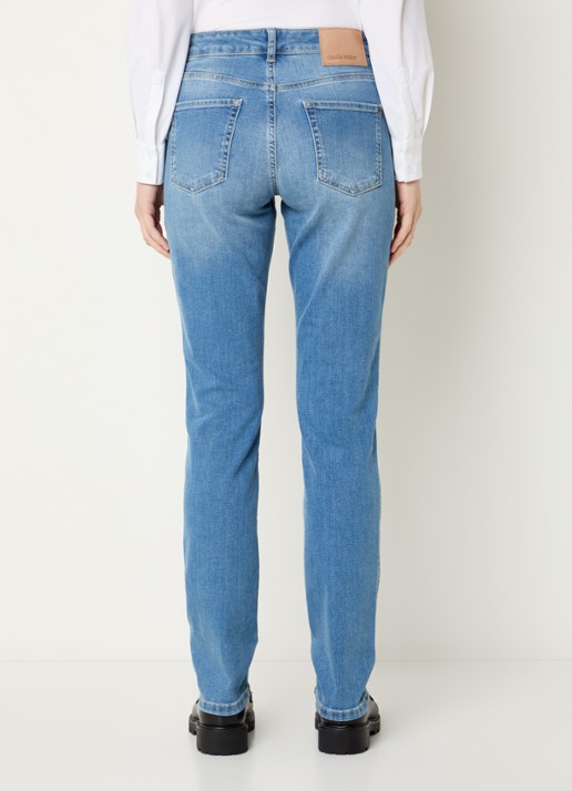 Claudia Sträter Mid waist slim fit jeans met medium wassing - achterkant indigo