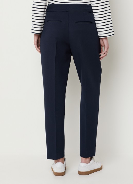 Claudia Sträter Mid waist straight fit pantalon met steekzakken - achterkant donkerblauw